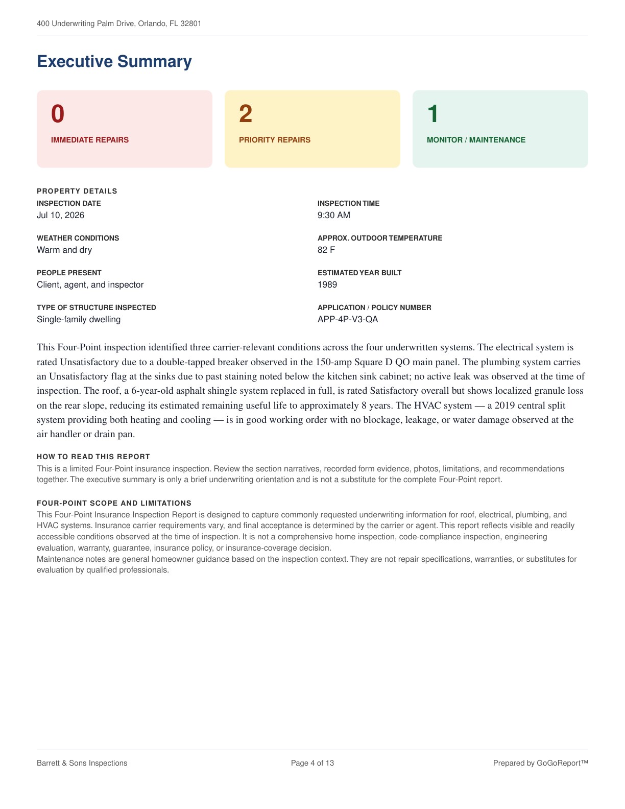 Inspección Four-Point de Seguro sample screenshot 2